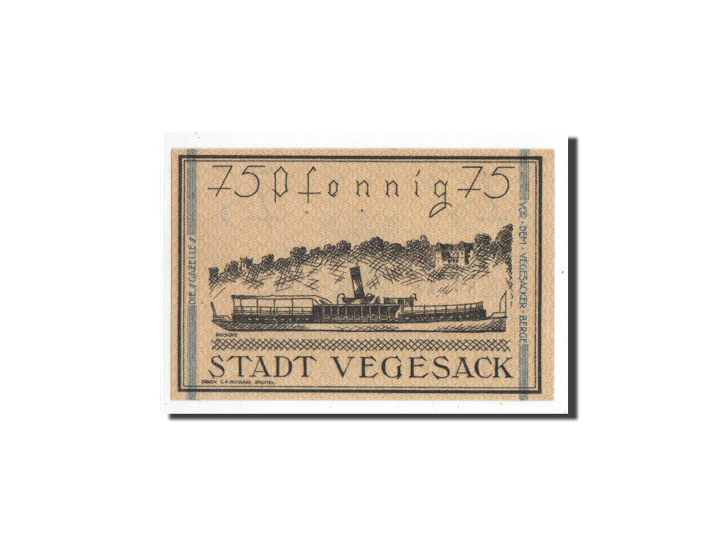 Billete, Alemania, Vegesack, 75 Pfennig, Ecusson, 1921, Undated, UNC