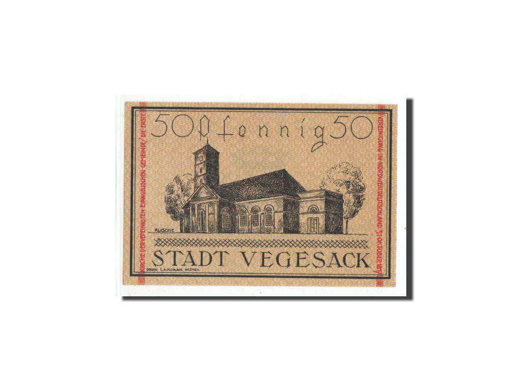 Billete, Alemania, Vegesack, 50 Pfennig, Ecusson, 1921, Undated, UNC