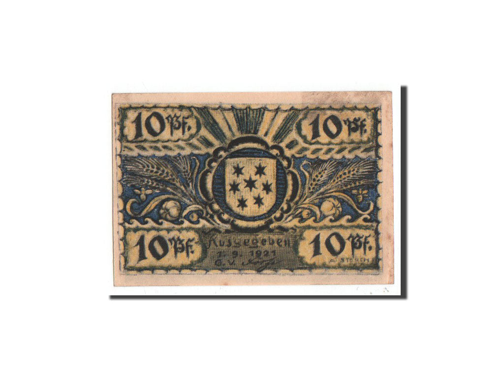 Billete, Alemania, Volkstedt, 10 Pfennig, Ecusson, 1921, 1921-09-01, UNC