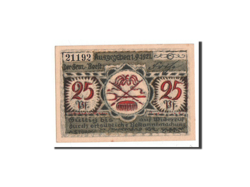 Billete, Alemania, Volkstedt, 25 Pfennig, symbole, 1921, 1921-09-01, UNC