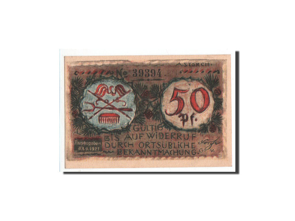 Billete, Alemania, Volkstedt, 50 Pfennig, symbole, 1921, 1921-09-01, UNC