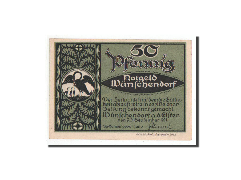 Banknot, Niemcy, Wünschendorf, 50 Pfennig, pont, 1921, 1921-09-20, UNC(65-70)