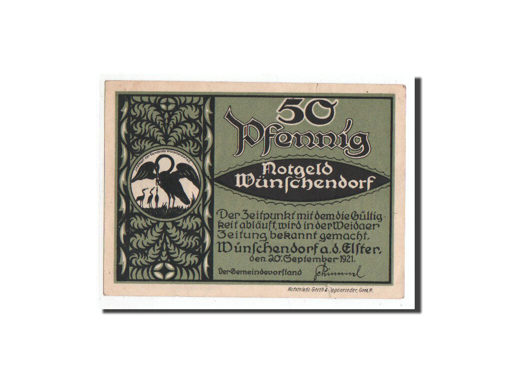 Geldschein, Deutschland, Wünschendorf, 50 Pfennig, château, 1921, 1921-09-20