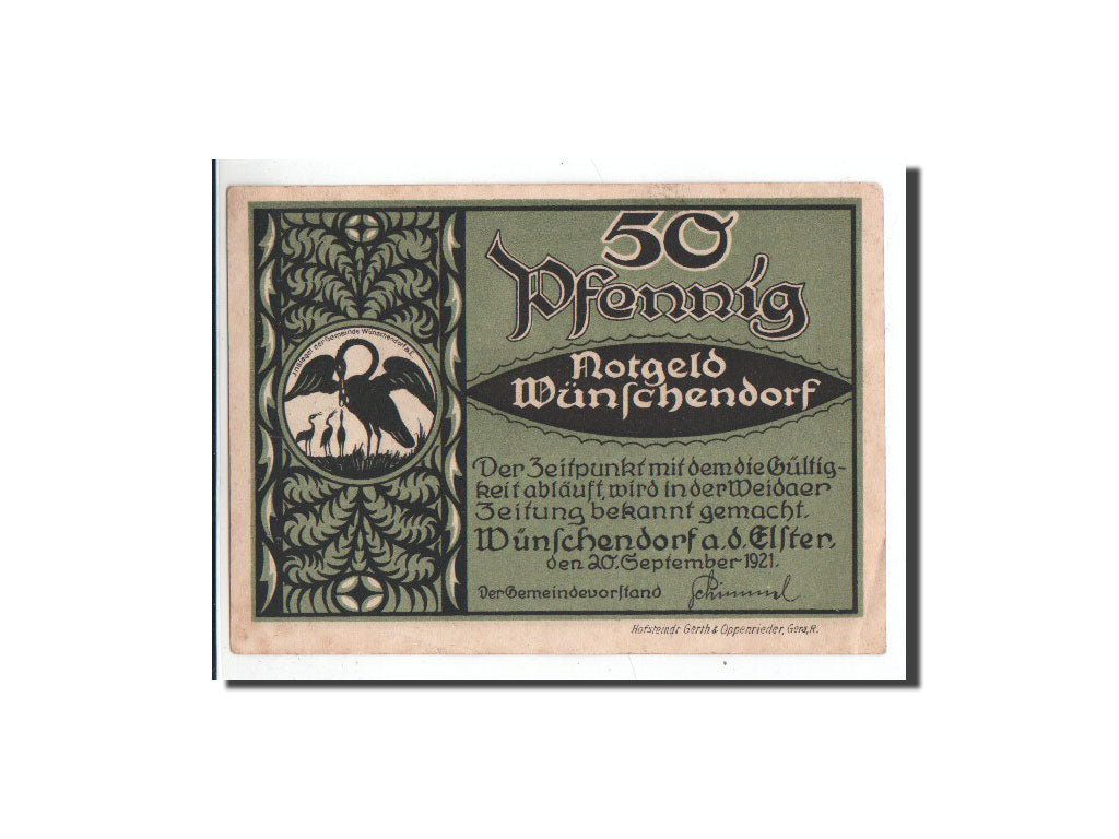 Geldschein, Deutschland, Wünschendorf, 50 Pfennig, gare, 1921, 1921-09-20, UNZ