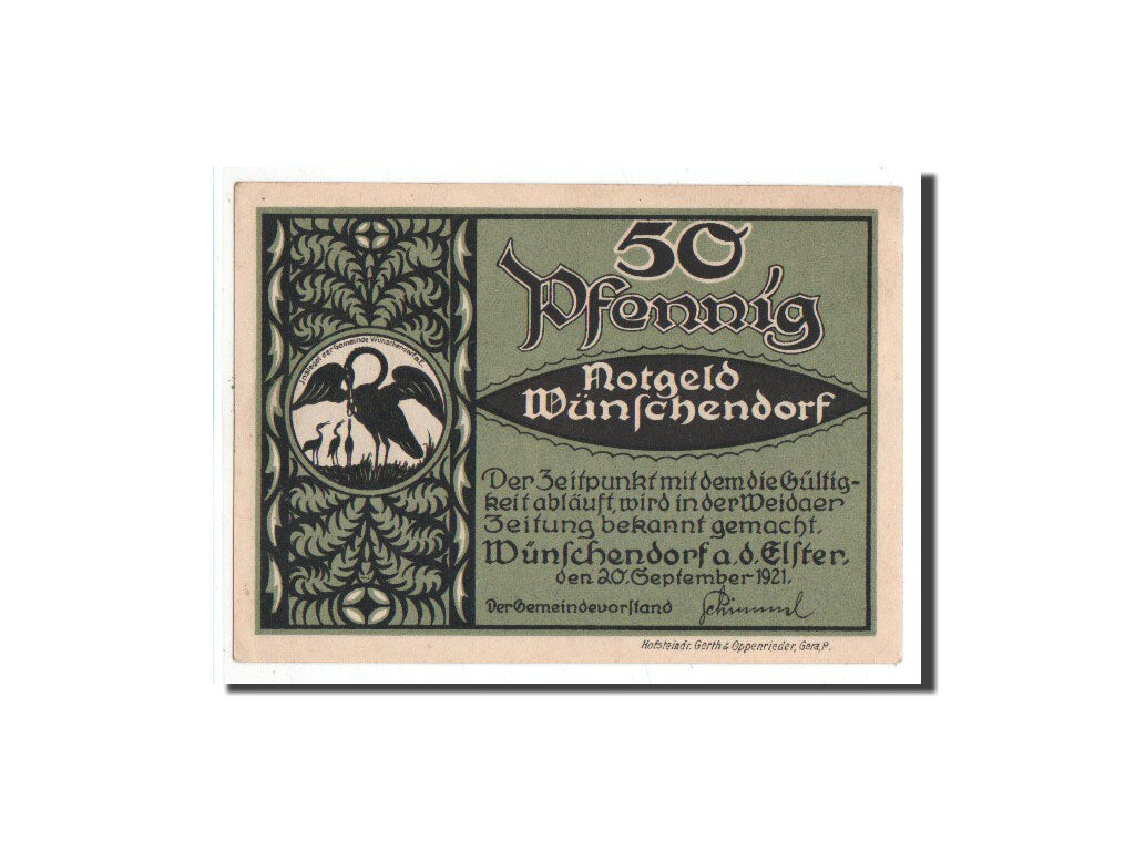 Banknot, Niemcy, Wünschendorf, 50 Pfennig, Eglise, 1921, 1921-09-20