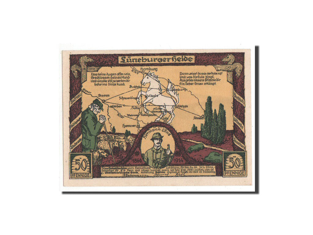 Banconote, Germania, Walsrode, 50 Pfennig, paysage, O.D, Undated, FDS