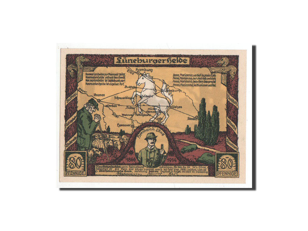 Geldschein, Deutschland, Walsrode, 80 Pfennig, paysage, O.D, Undated, UNZ