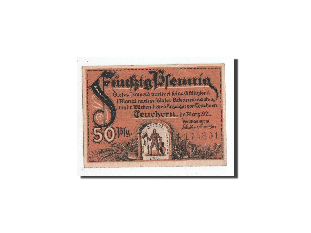 Geldschein, Deutschland, Teuchern, 50 Pfennig, Usine, 1921, Undated, UNZ