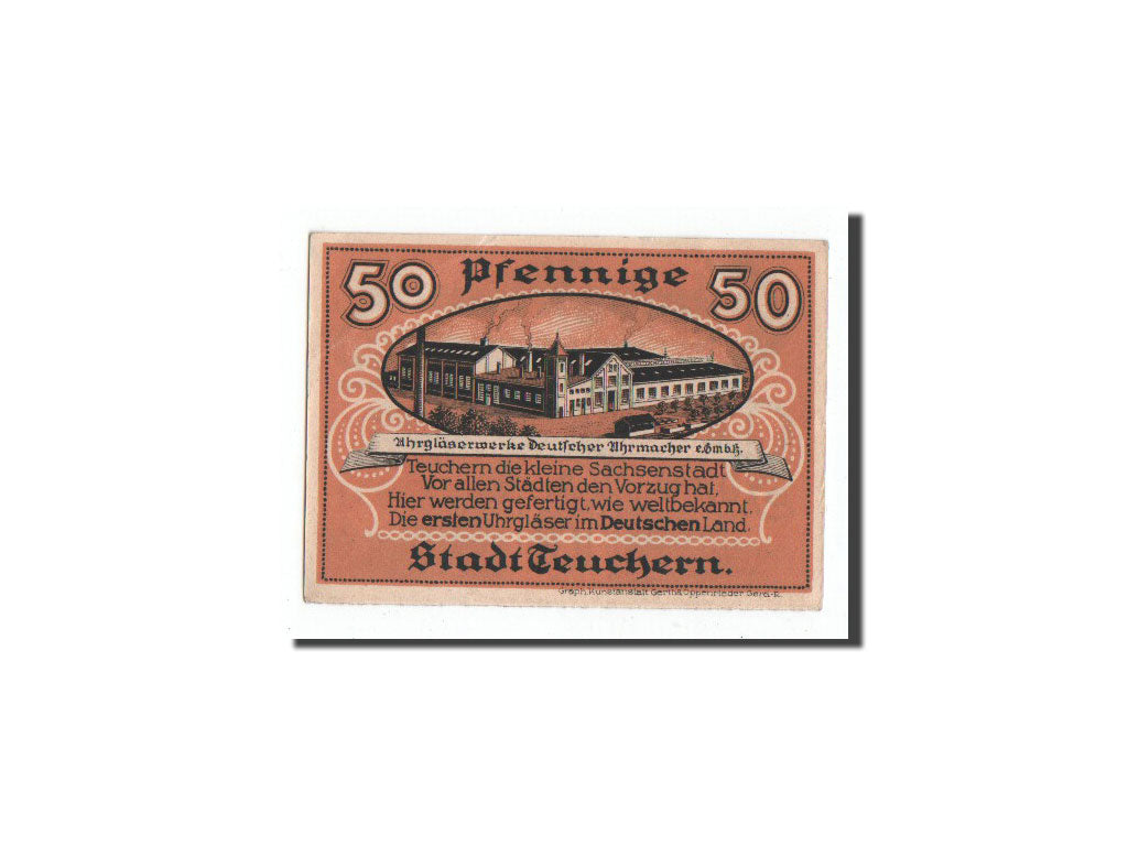Geldschein, Deutschland, Teuchern, 50 Pfennig, Usine, 1921, Undated, UNZ