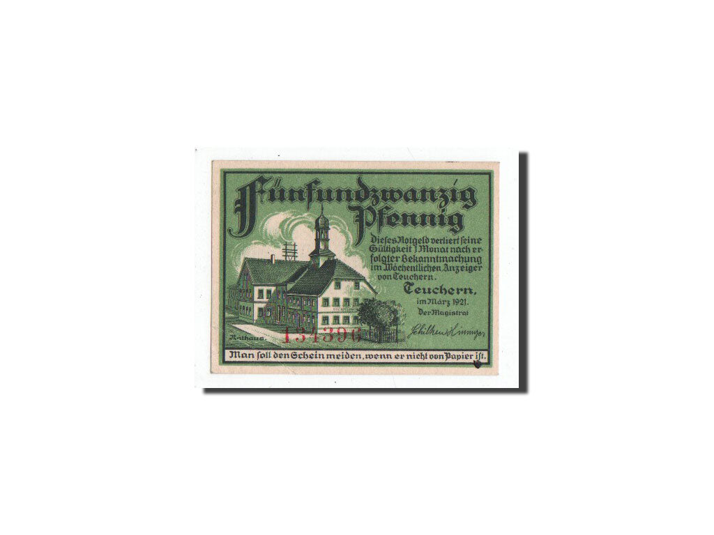 Geldschein, Deutschland, Teuchern, 25 Pfennig, personnage, 1921, Undated, UNZ