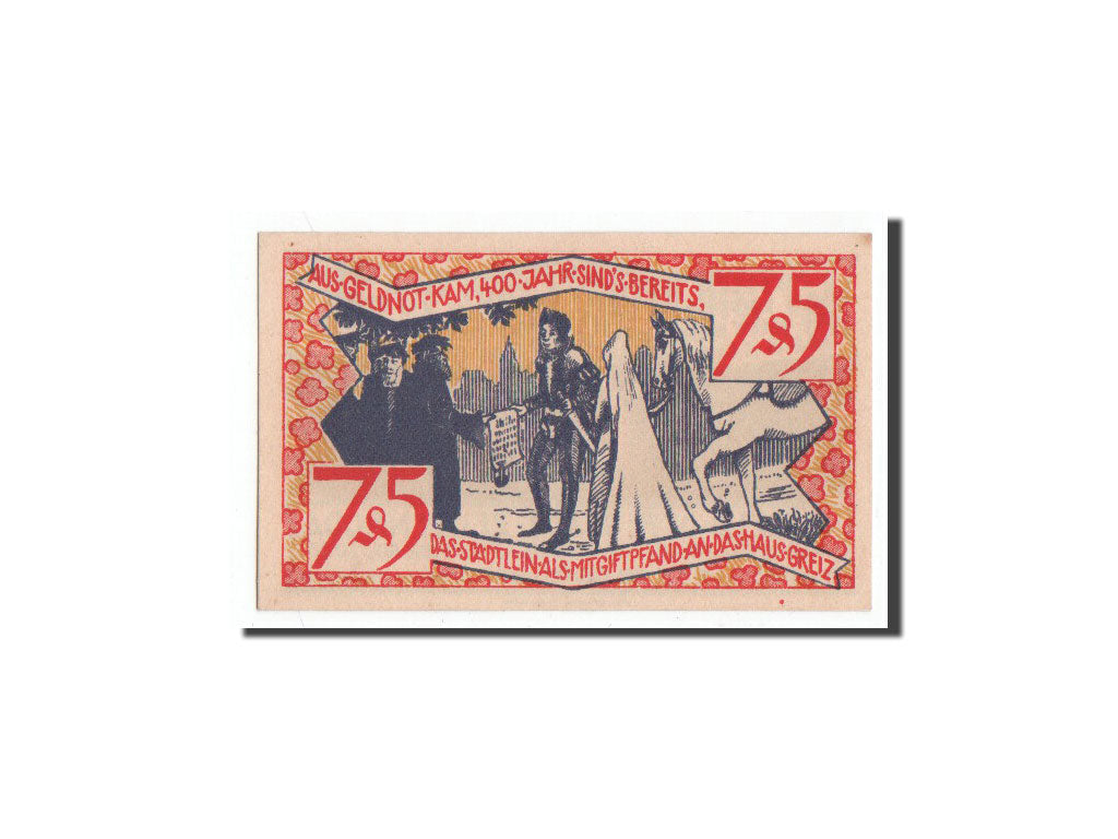 Billete, Alemania, Zeulenroda, 75 Pfennig, personnage, 1921, 1921-12-31, UNC