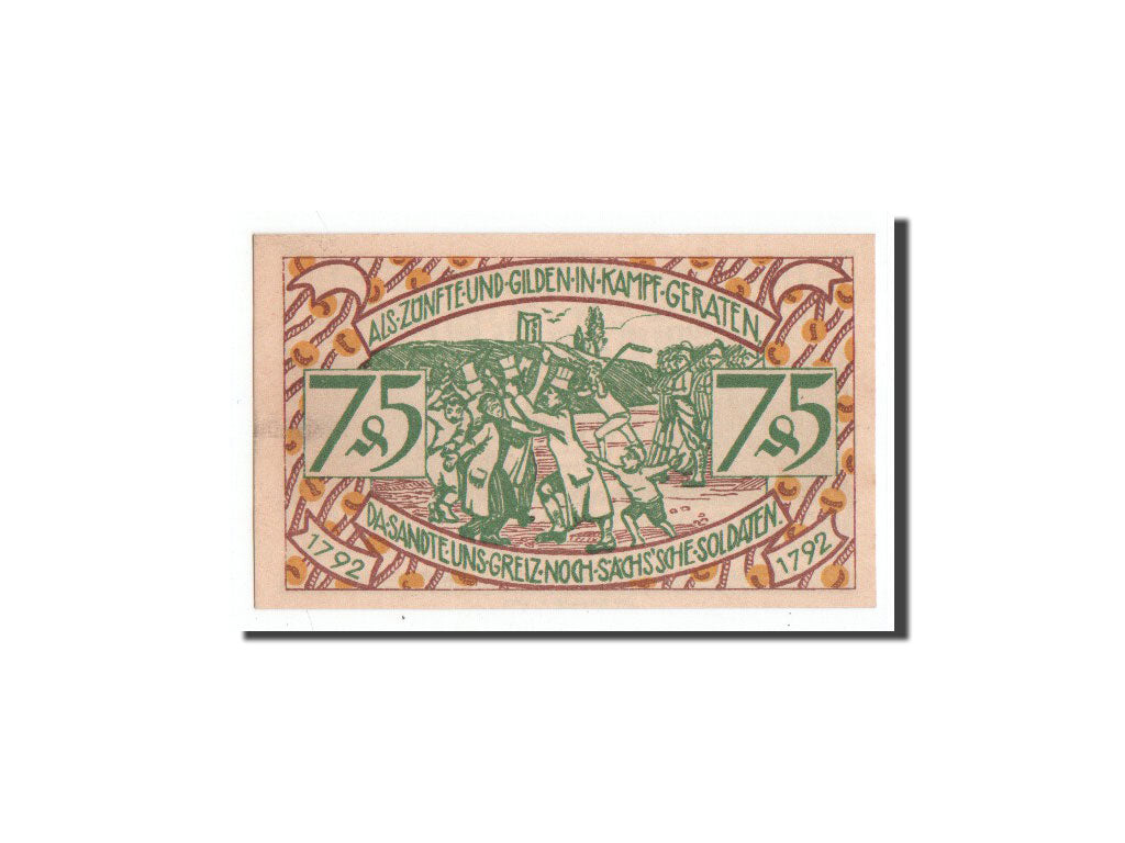 Billete, Alemania, Zeulenroda, 75 Pfennig, personnage 2, 1921, 1921-12-31, UNC