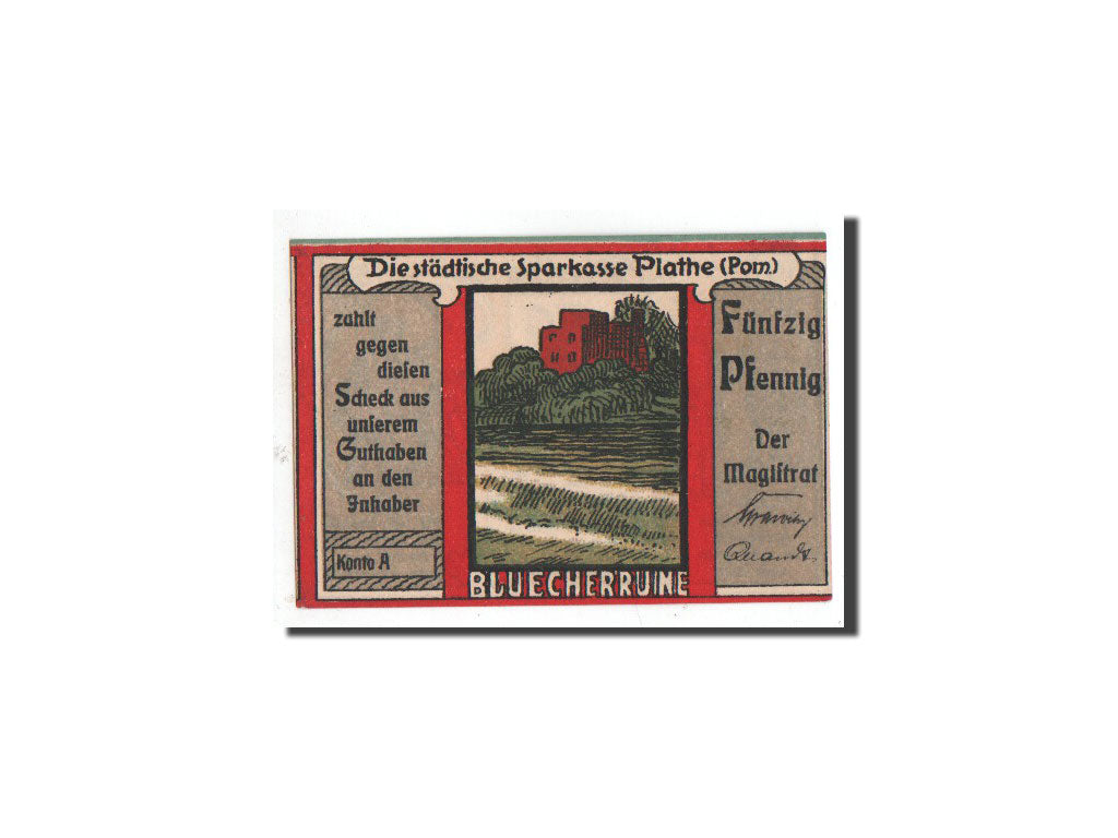 Banknote, Germany, Plathe, 50 Pfennig, personnage, O.D, Undated, UNC(65-70)