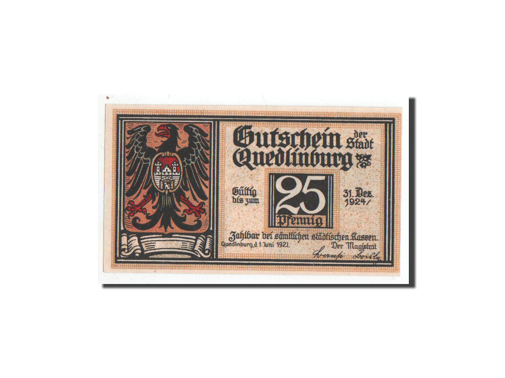 Banknote, Germany, Quedlinburg, 25 Pfennig, Maison, 1921, 1921-06-01