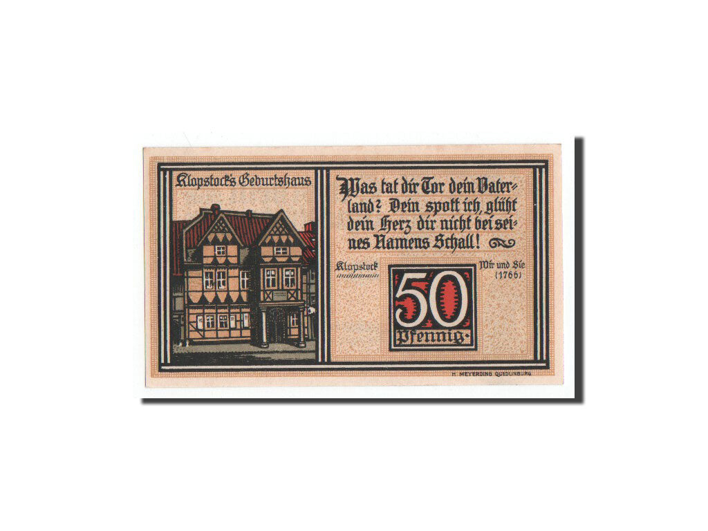Banknote, Germany, Quedlinburg, 50 Pfennig, Maison, 1921, 1921-06-01