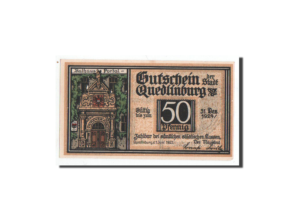 Billete, Alemania, Quedlinburg, 50 Pfennig, portrait, 1921, 1921-06-01, UNC