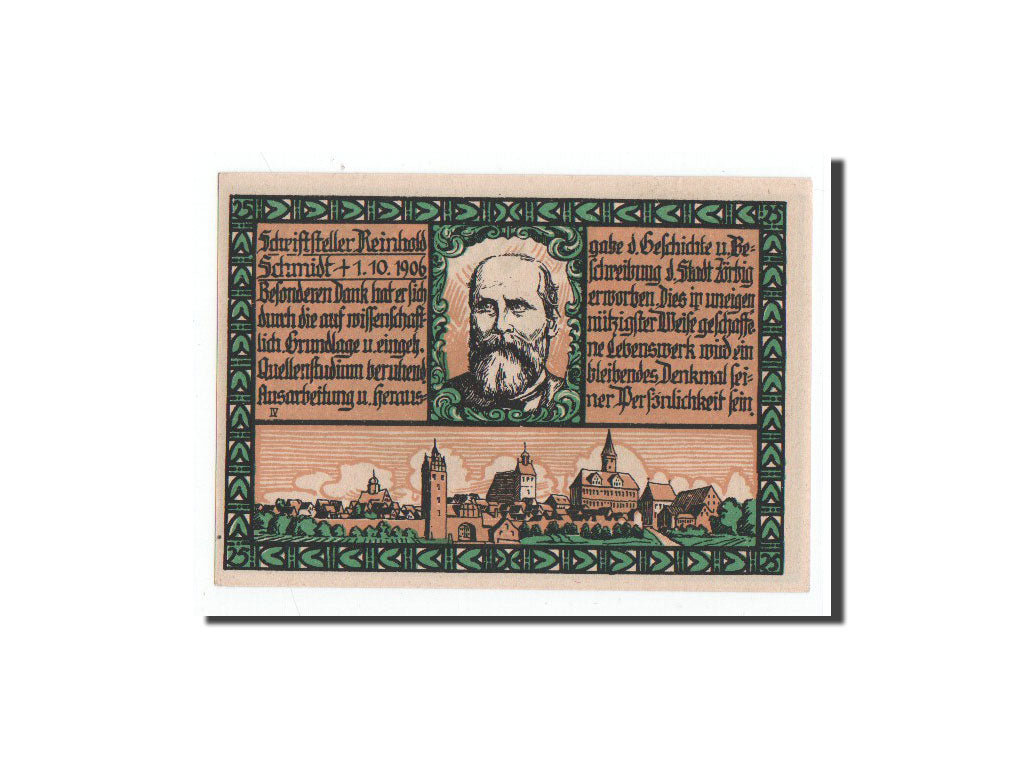 Banknot, Niemcy, Zörbig, 25 Pfennig, portrait 2, O.D, Undated, UNC(65-70)