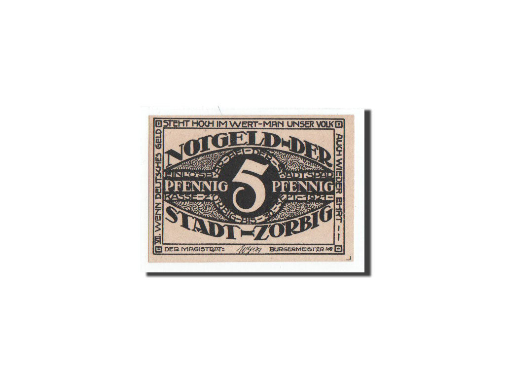 Banknot, Niemcy, Zörbig, 5 Pfennig, valeur faciale, O.D, Undated, UNC(65-70)