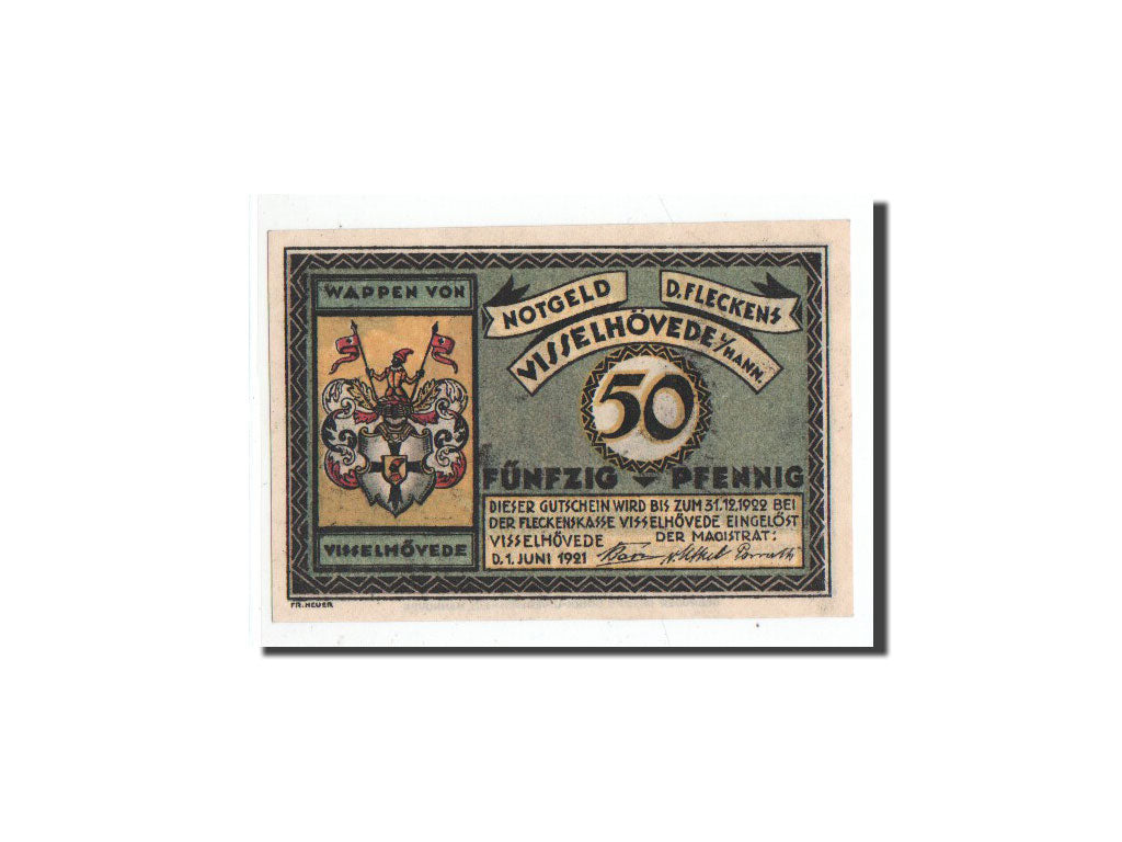 Banconote, Germania, Visselhövede, 50 Pfennig, château, 1921, 1921-06-01, FDS
