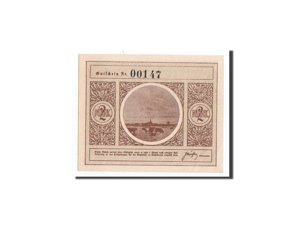 Banknot, Niemcy, Wesselburen, 2 Mark, portrait, O.D, Undated, UNC(65-70)