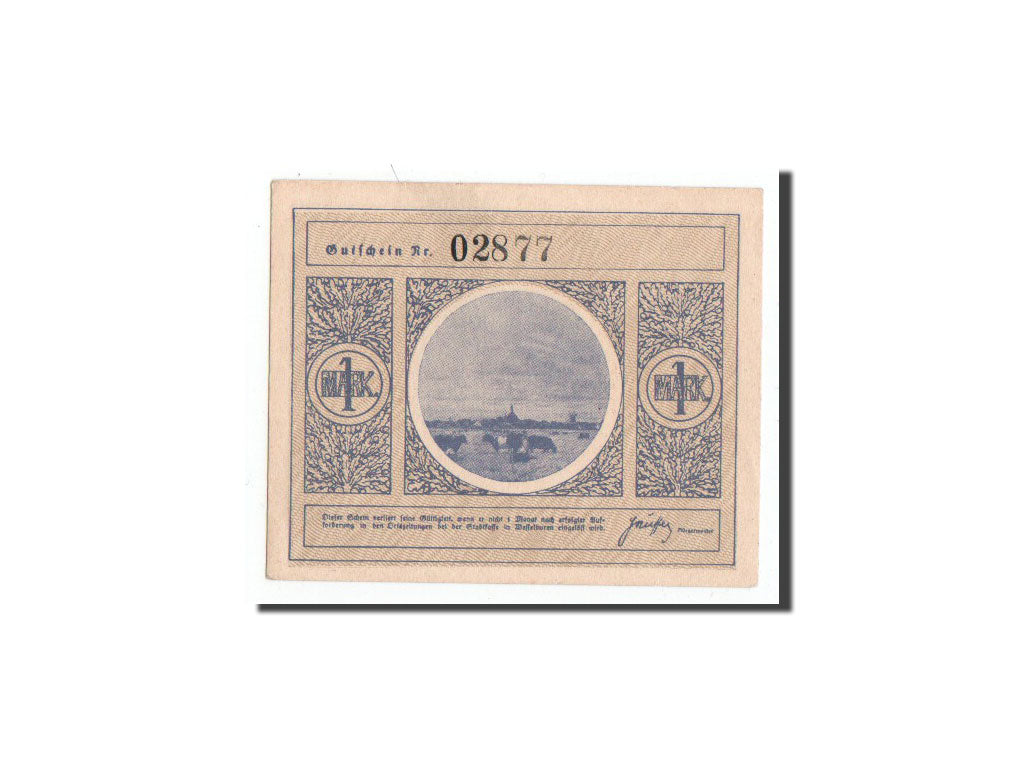 Banconote, Germania, Wesselburen, 1 Mark, portrait, O.D, Undated, FDS