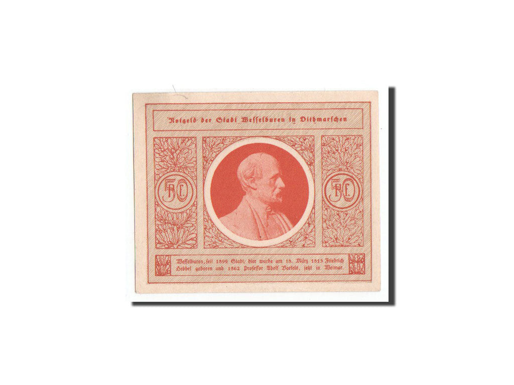 Geldschein, Deutschland, Wesselburen, 50 Pfennig, portrait, O.D, Undated, UNZ