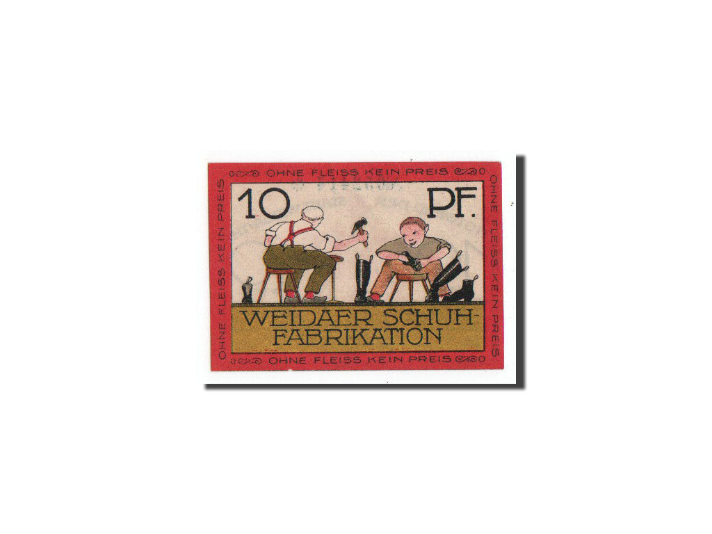 Banknot, Niemcy, Weida Stadt, 10 Pfennig, cordonnier, O.D, Undated, UNC(65-70)