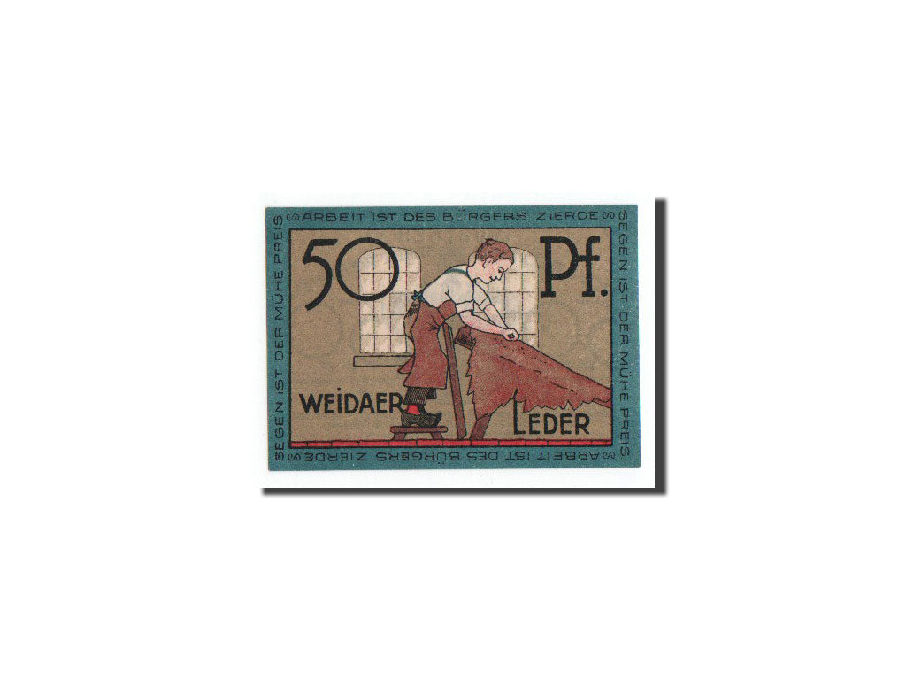 Banconote, Germania, Weida Stadt, 50 Pfennig, maroquinier, O.D, Undated, FDS