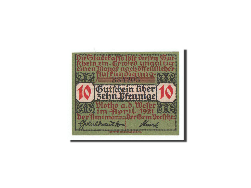 Geldschein, Deutschland, Vlotho, 10 Pfennig, Citation, 1921, Undated, UNZ