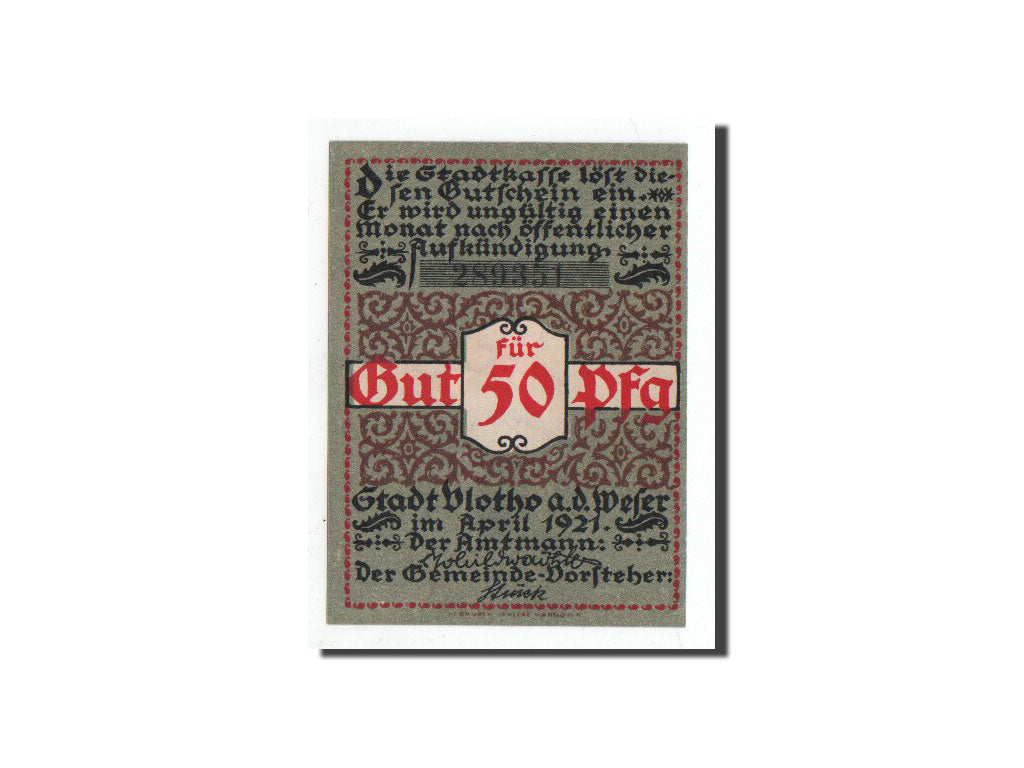 Banknote, Germany, Vlotho, 50 Pfennig, personnage, 1921, Undated, UNC(65-70)