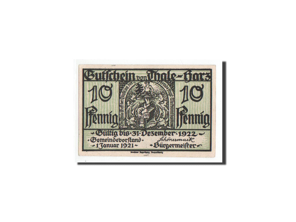 Billete, Alemania, Thale a.Harz Stadt, 10 Pfennig, paysage, 1921, 1921-01-01