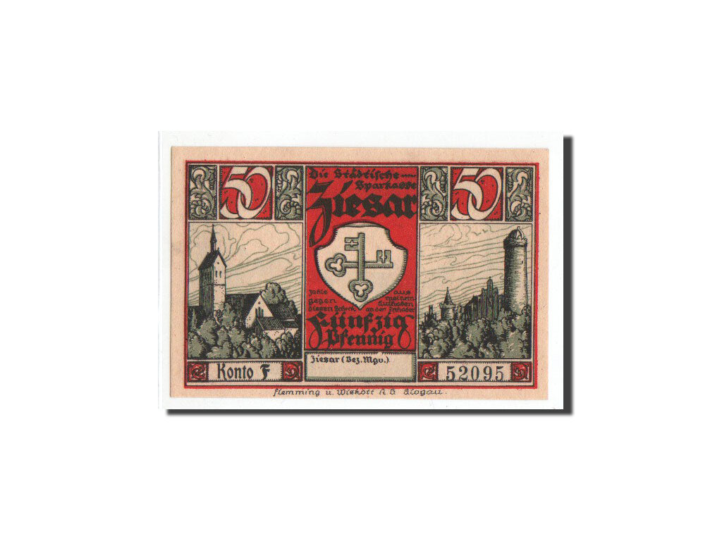 Banknot, Niemcy, Ziesar, 50 Pfennig, paysage, O.D, Undated, UNC(65-70)
