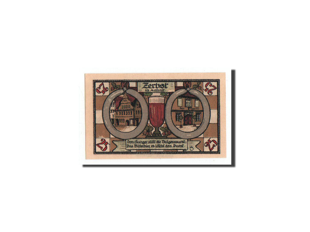Geldschein, Deutschland, Zerbst, 25 Pfennig, verre, 1921, 1921-07-01, UNZ