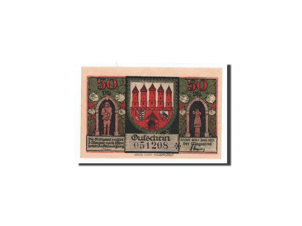 Geldschein, Deutschland, Zerbst, 50 Pfennig, rempart, 1921, 1921-07-01, UNZ