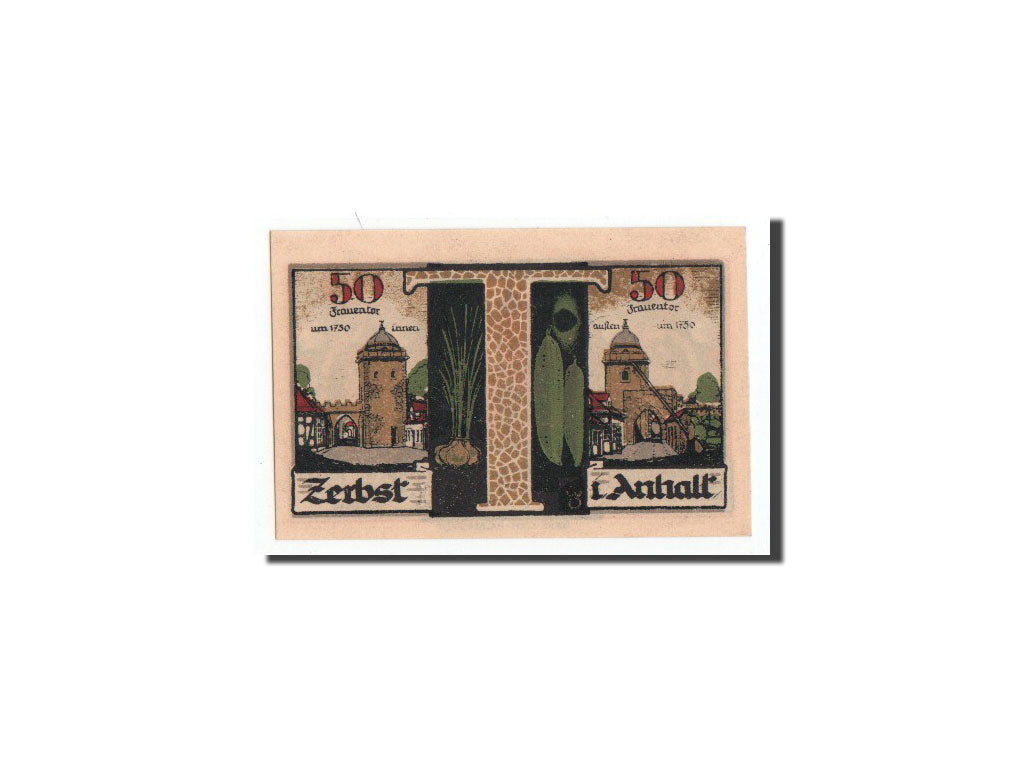 Geldschein, Deutschland, Zerbst, 50 Pfennig, rempart, 1921, 1921-07-01, UNZ