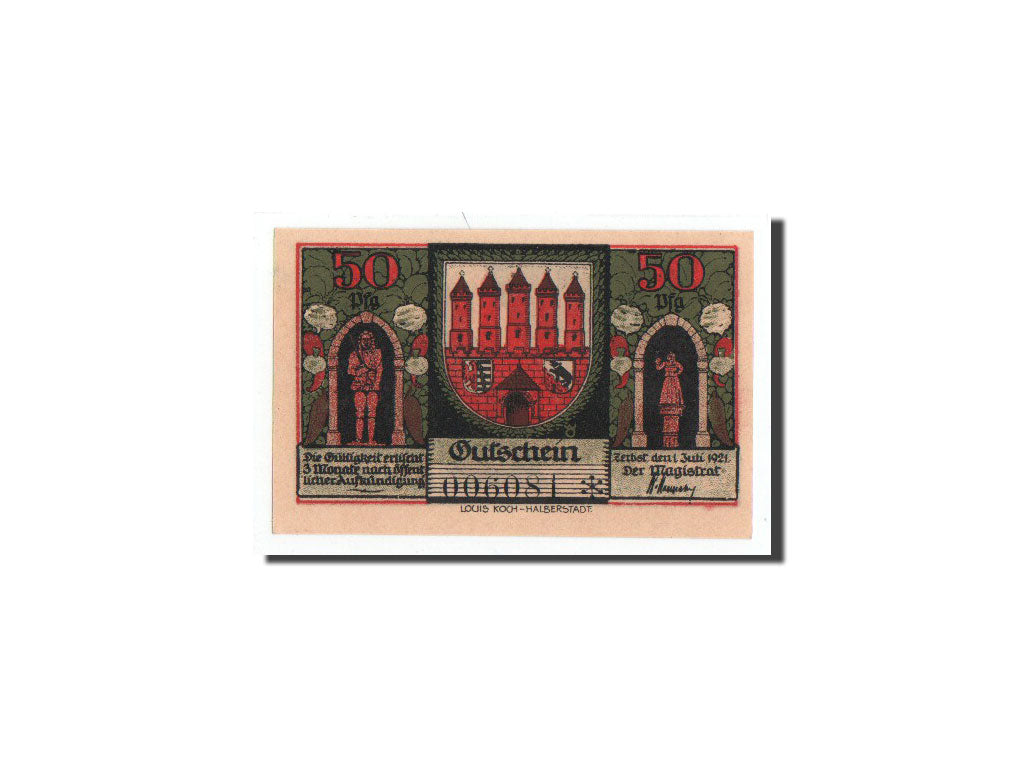 Geldschein, Deutschland, Zerbst, 50 Pfennig, place, 1921, 1921-07-01, UNZ
