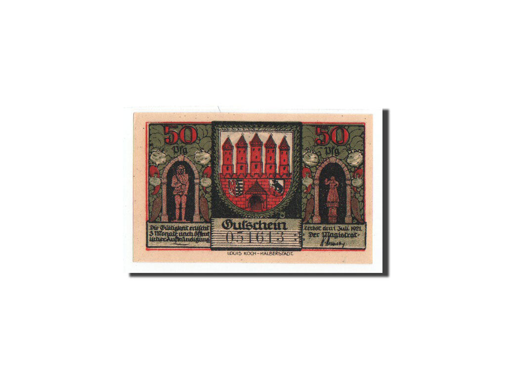 Geldschein, Deutschland, Zerbst, 50 Pfennig, rempart 1, 1921, 1921-07-01, UNZ