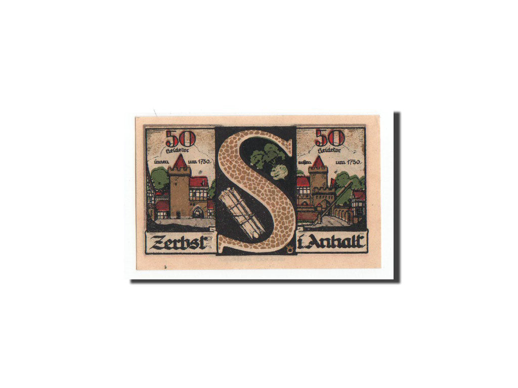 Geldschein, Deutschland, Zerbst, 50 Pfennig, rempart 1, 1921, 1921-07-01, UNZ