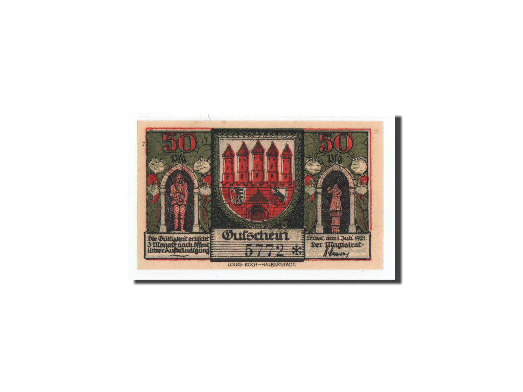 Geldschein, Deutschland, Zerbst, 50 Pfennig, rempart 2, 1921, 1921-07-01, UNZ