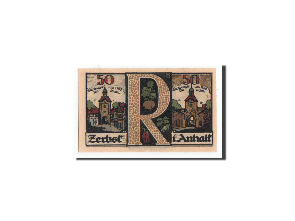 Geldschein, Deutschland, Zerbst, 50 Pfennig, rempart 2, 1921, 1921-07-01, UNZ