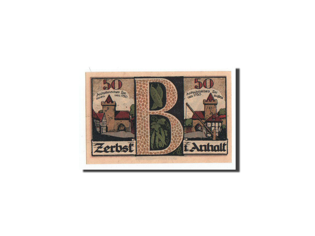 Geldschein, Deutschland, Zerbst, 50 Pfennig, REMPART 4, 1921, 1921-07-01, UNZ