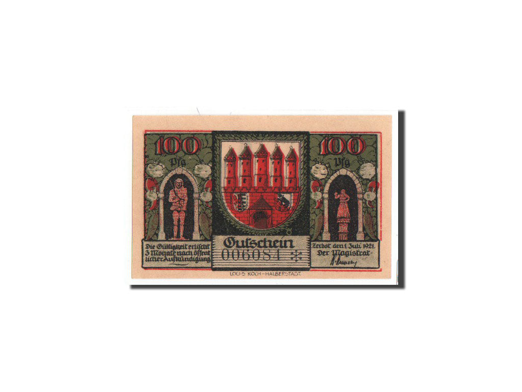 Geldschein, Deutschland, Zerbst, 100 Pfennig, place, 1921, 1921-07-01, UNZ