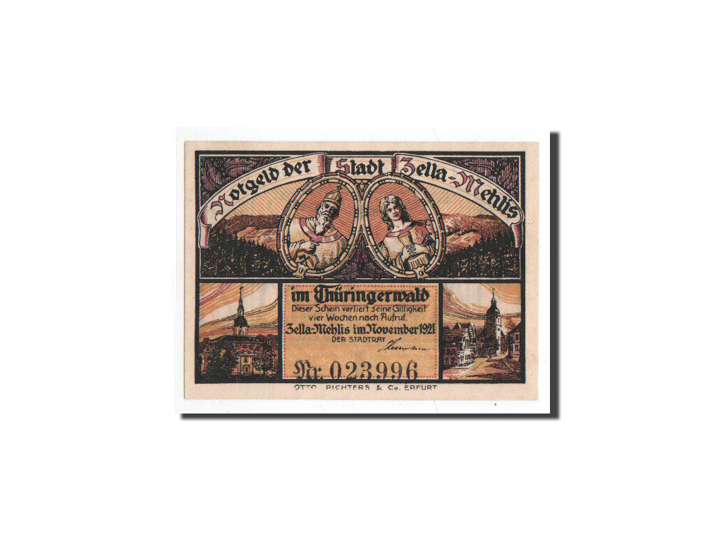 Geldschein, Deutschland, Zella-Mehlis, 50 Pfennig, personnage 1, 1921, Undated