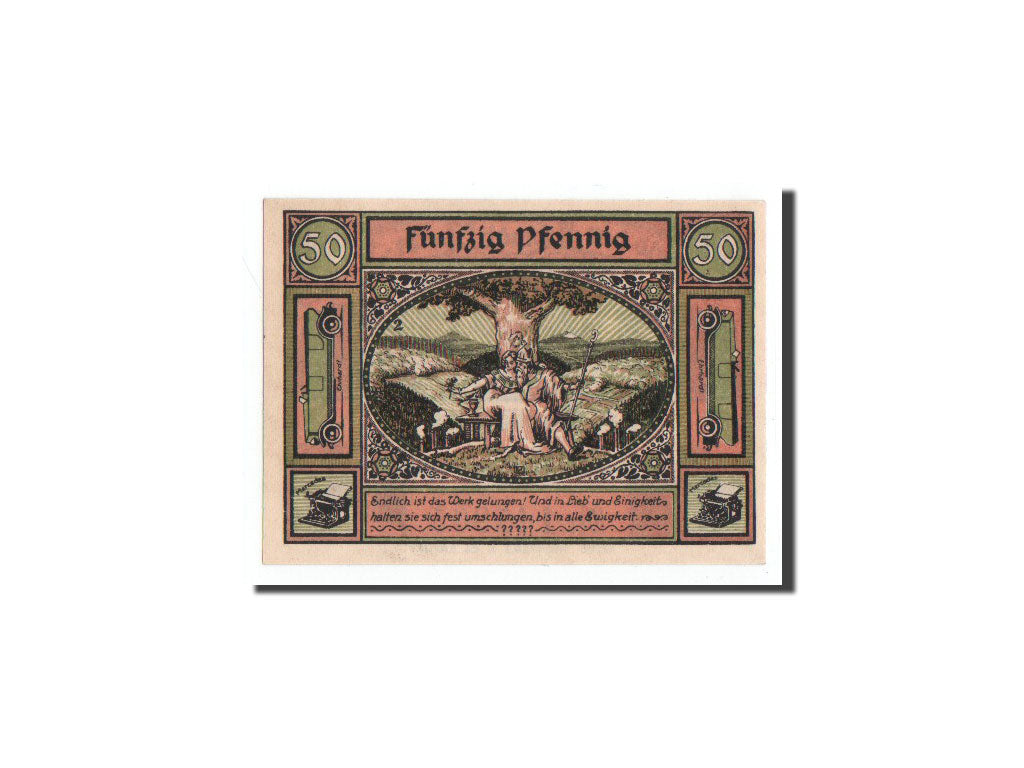 Geldschein, Deutschland, Zella-Mehlis, 50 Pfennig, personnage 2, 1921, Undated