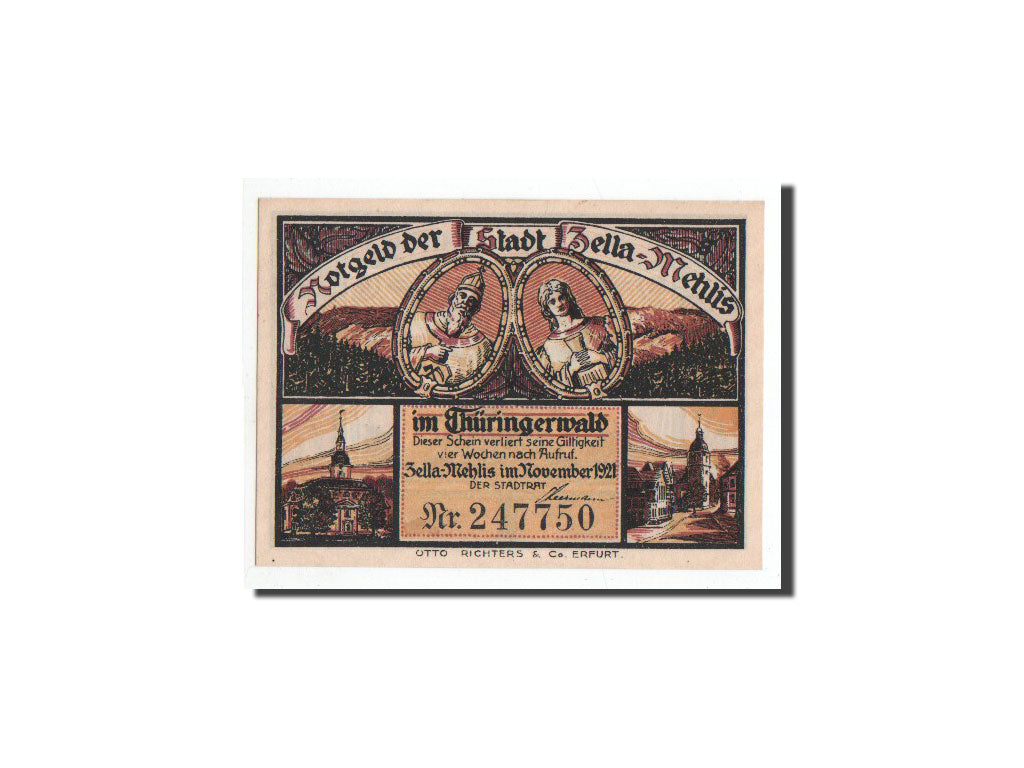 Geldschein, Deutschland, Zella-Mehlis, 50 Pfennig, personnage 3, 1921, Undated