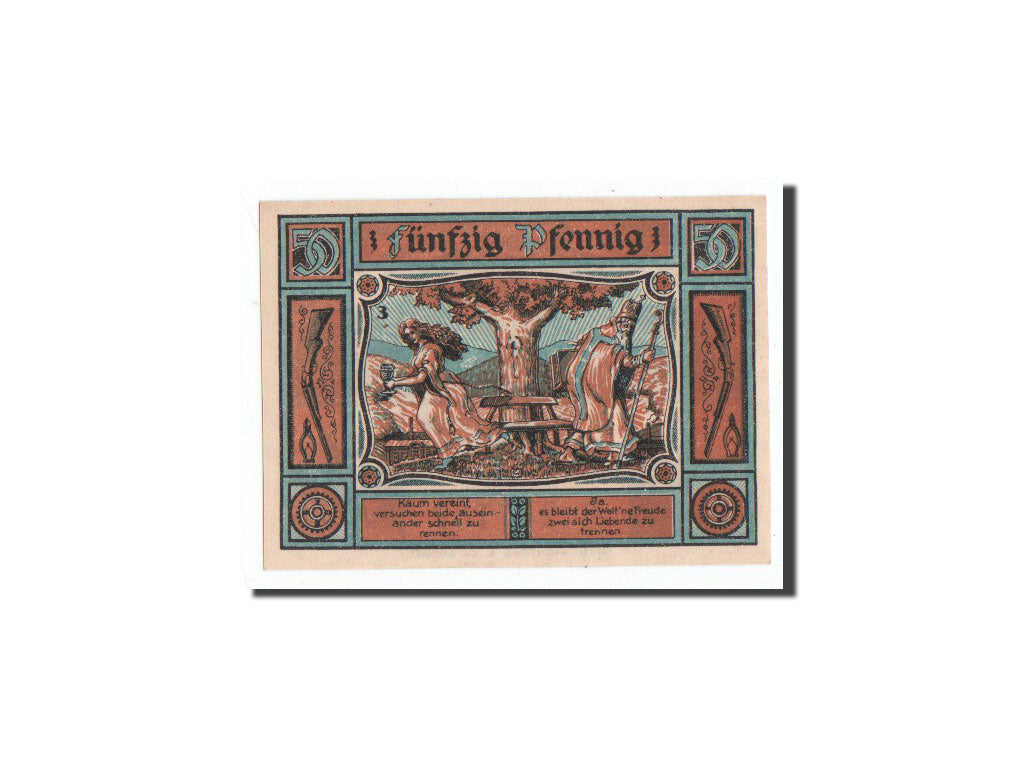 Geldschein, Deutschland, Zella-Mehlis, 50 Pfennig, personnage 3, 1921, Undated