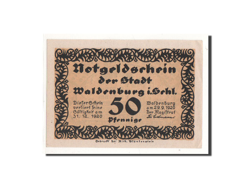 Geldschein, Deutschland, Waldenburg, 50 Pfennig, Maison, 1920, 1920-09-29, UNZ