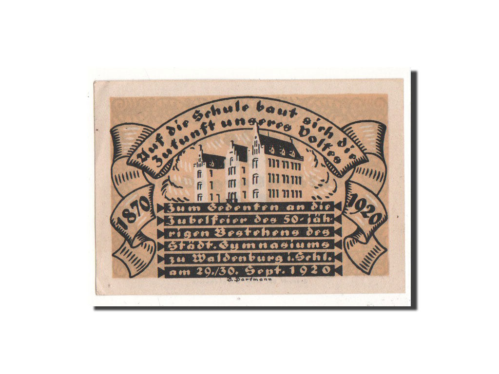 Geldschein, Deutschland, Waldenburg, 50 Pfennig, Maison, 1920, 1920-09-29, UNZ