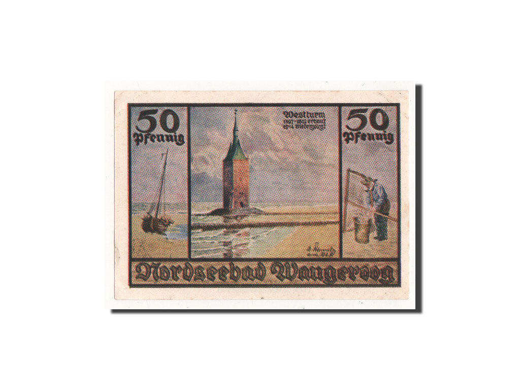 Billete, Alemania, Wangeroog, 50 Pfennig, paysage, O.D, Undated, UNC