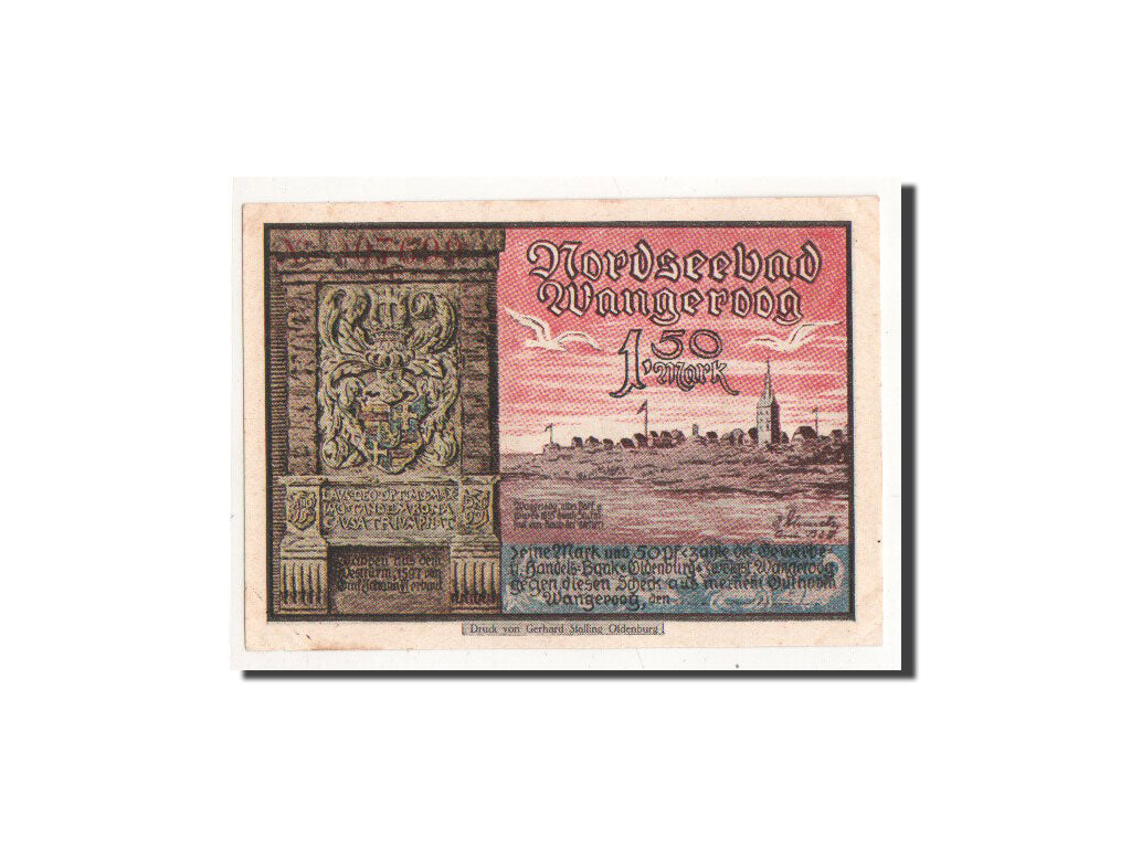 Geldschein, Deutschland, Wangeroog, 1.5 Mark, paysage, O.D, Undated, UNZ